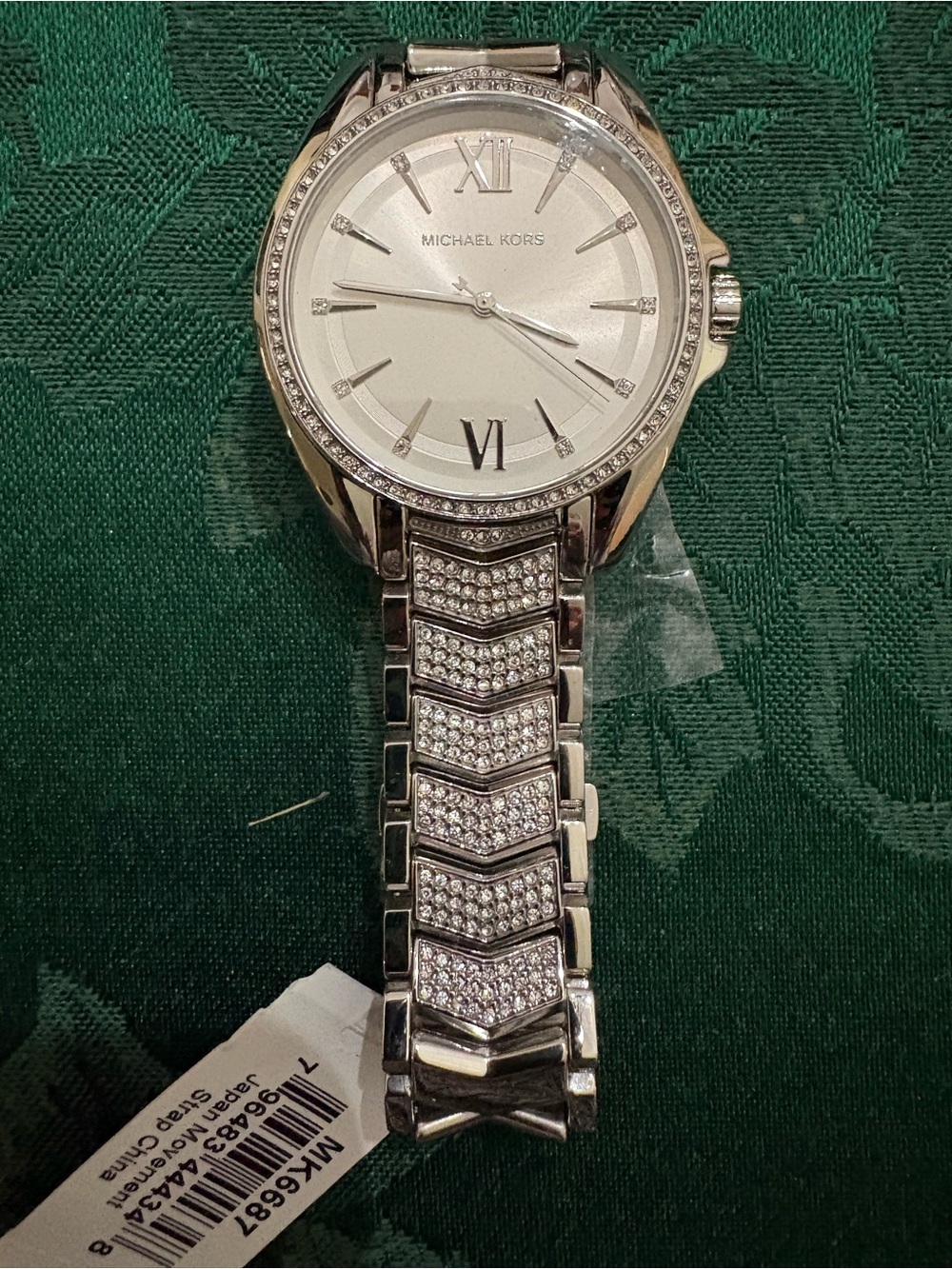Michael Kors Silver Crystal-Accented Bracelet Watch